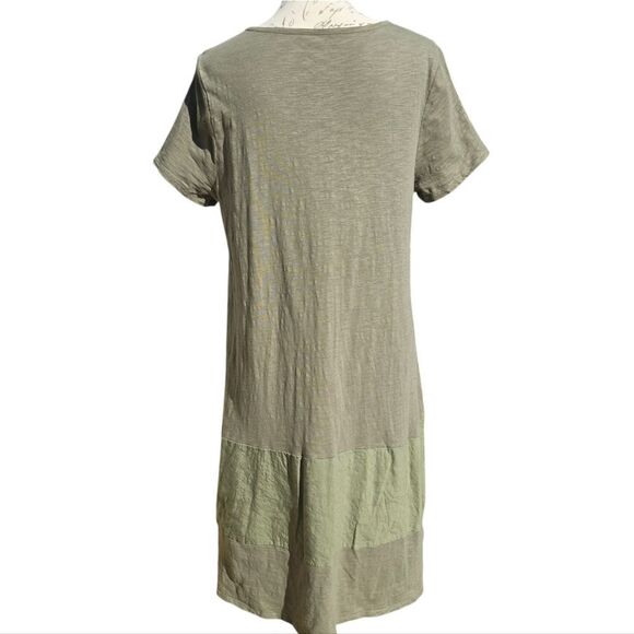 Soft Surroundings Olive Green Winnie Linen Blend T-Shirt Midi Dress Size L - Picture 7 of 7